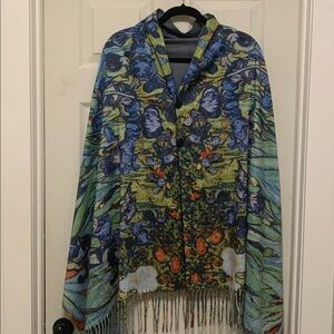 Floral Iris Art Shawl wrap​